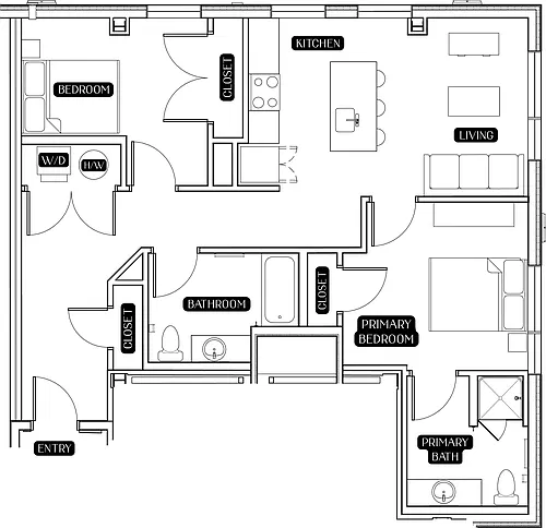 Floor plan 2 Bedroom - Workforce Housing
