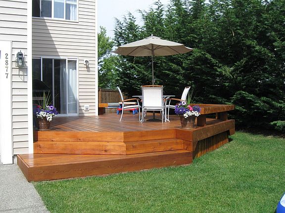 custom deck in secluded back yard