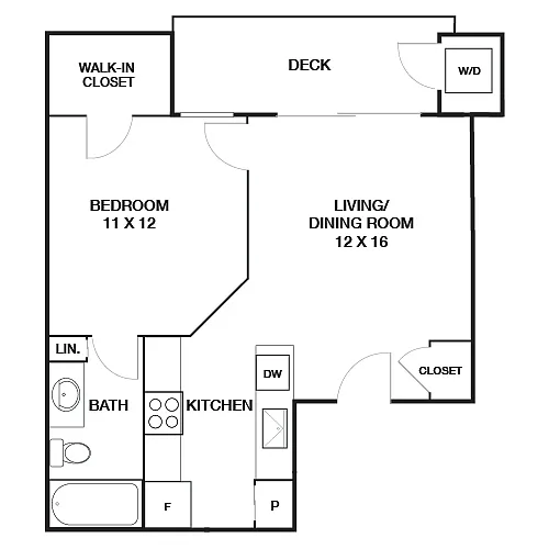 Floor plan Crystal Springs Jr. 1-Bed
