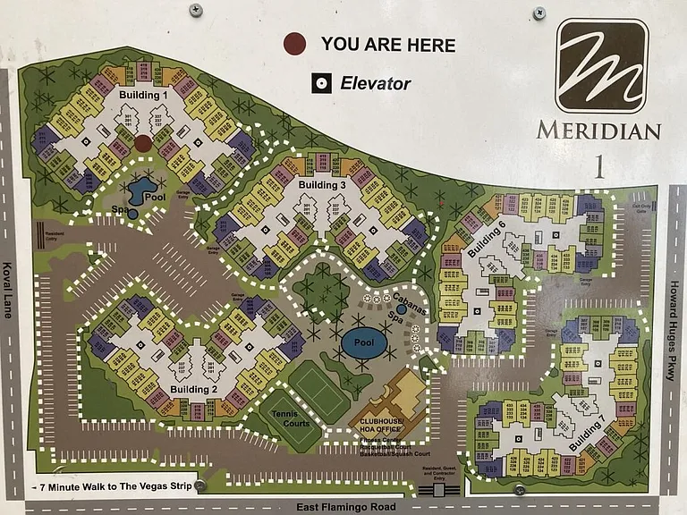 Meridian map - condo is located in Building 1, nearby gate on Koval Lane.