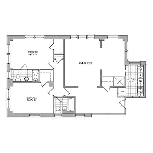 Floor plan 2 Bedroom - D