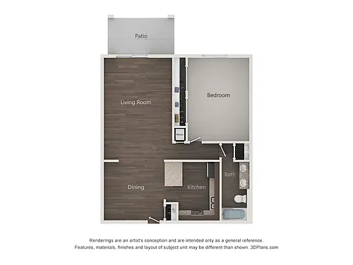 Floor plan 1x1B - The Arlington