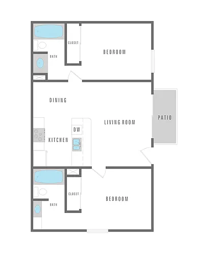 Floor plan 2 Bedroom 2 Bath