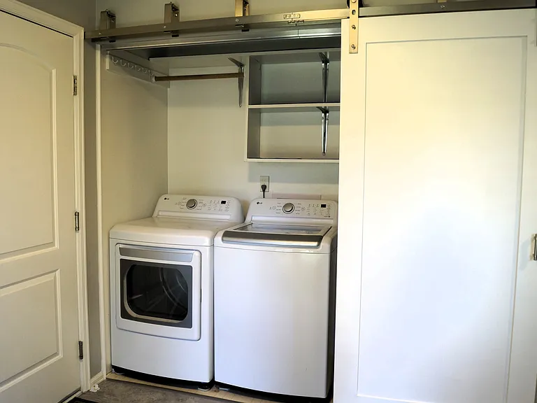 Energy and water efficient LG washer and dryer.
