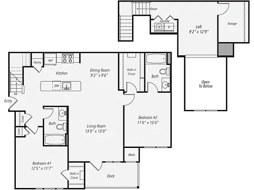 Floor plan 2 BR - Loft