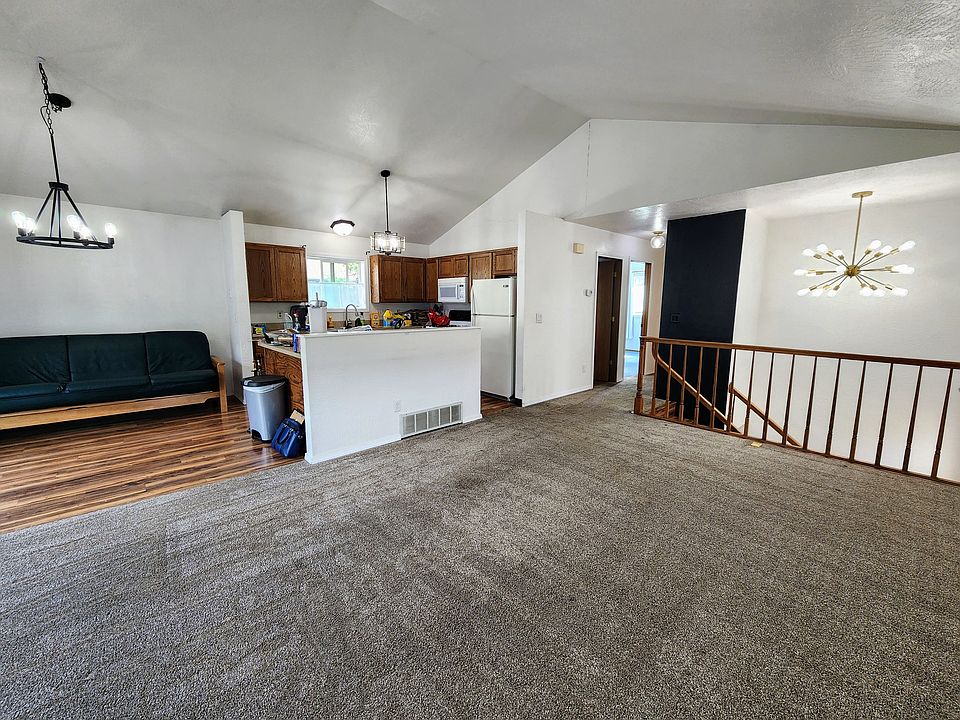 Open living space with vaulted ceiling