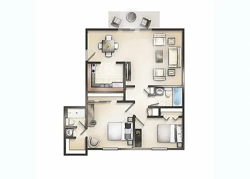 Floor plan 2 Bedroom 2 Bath