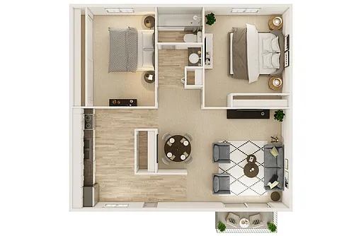 Floor plan B1: 2 Bed 1 Bath
