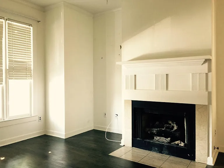 Living room fireplace. Gas starter, no wood required.