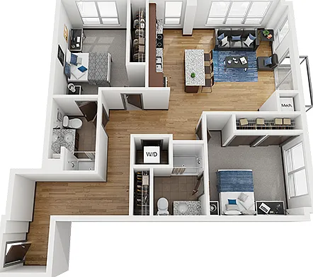 The Bridges Dinkytown B9 2x2 Floor Plan The Bridges Dinkytown B9 2x2 Floor Plan