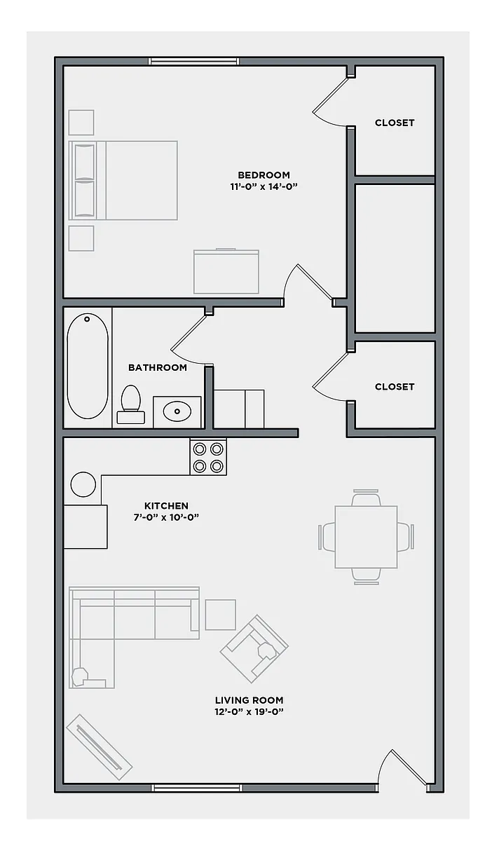Floor plan One Bed, One Bath