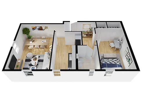 Floor plan 1 Bedroom (Layout D)