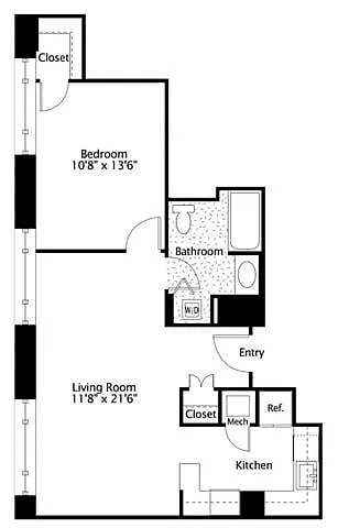 Floor plan 1Bed 1 Bath