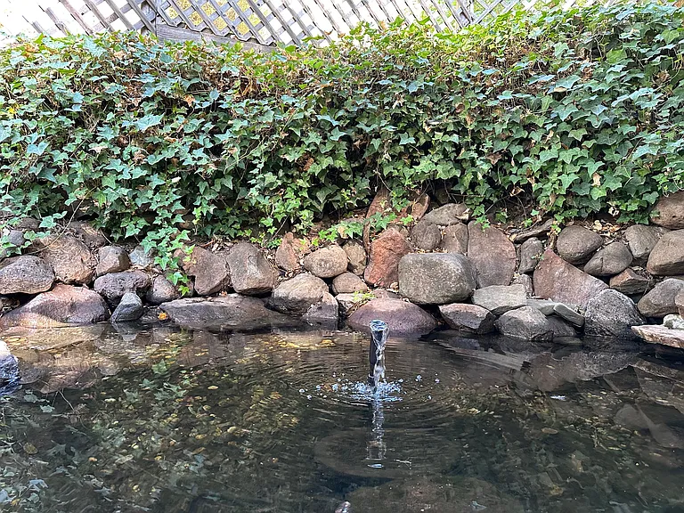Sprinkler in the pond as a part of the water filtration system