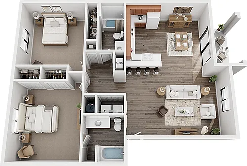 Floor plan 2 Bedroom x 2 Bath A - Platinum