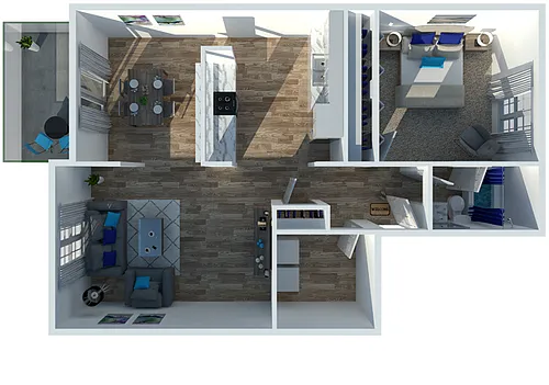 Floor plan One Bedroom One Bath Large Premium-W/D Connections