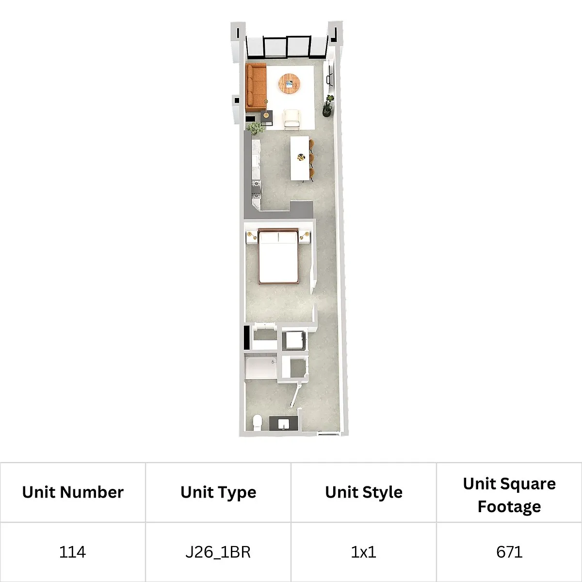 Floor plan J26 1 Bed, 1 Bath