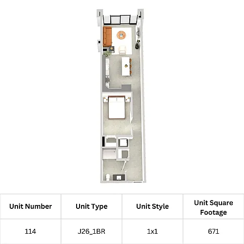 Floor plan J26 1 Bed, 1 Bath
