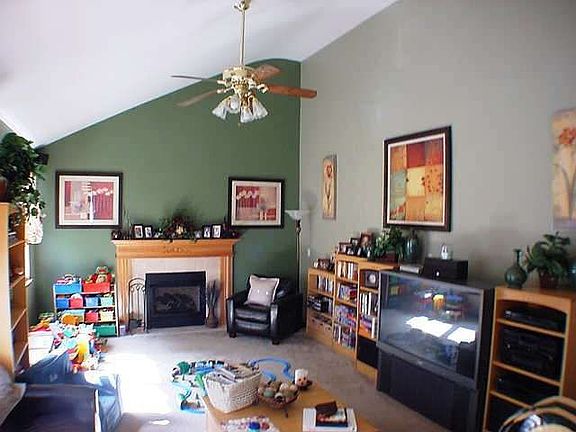 Vaulted ceiling in Family room with Fireplace