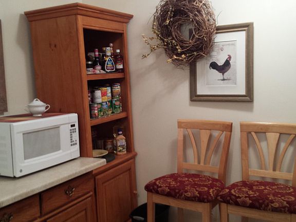 You will have a nice size kitchen; including, dishes and silverware. Clean and sanitized. Small hand held appliances,like, mixer, microwave. griddle, coffee pot, and mixer. It is set up to make the cook happy.