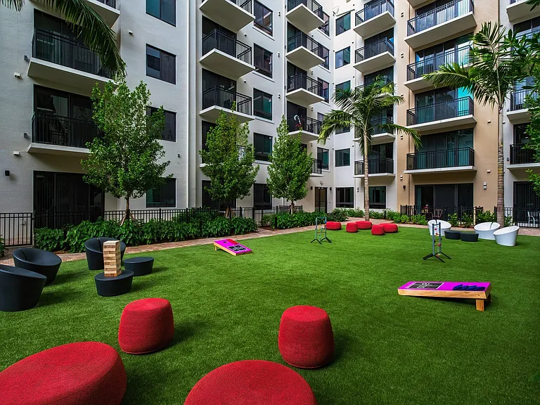 Outdoor game lawn, perfect for socializing and gathering for some fun in the sun.