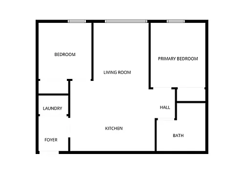 Floor plan 2 Bedroom - 1 Bath