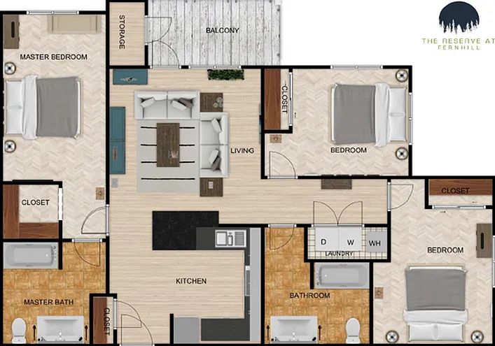 Three Bedroom 2D Floor Plan Three Bedroom 2D Floor Plan
