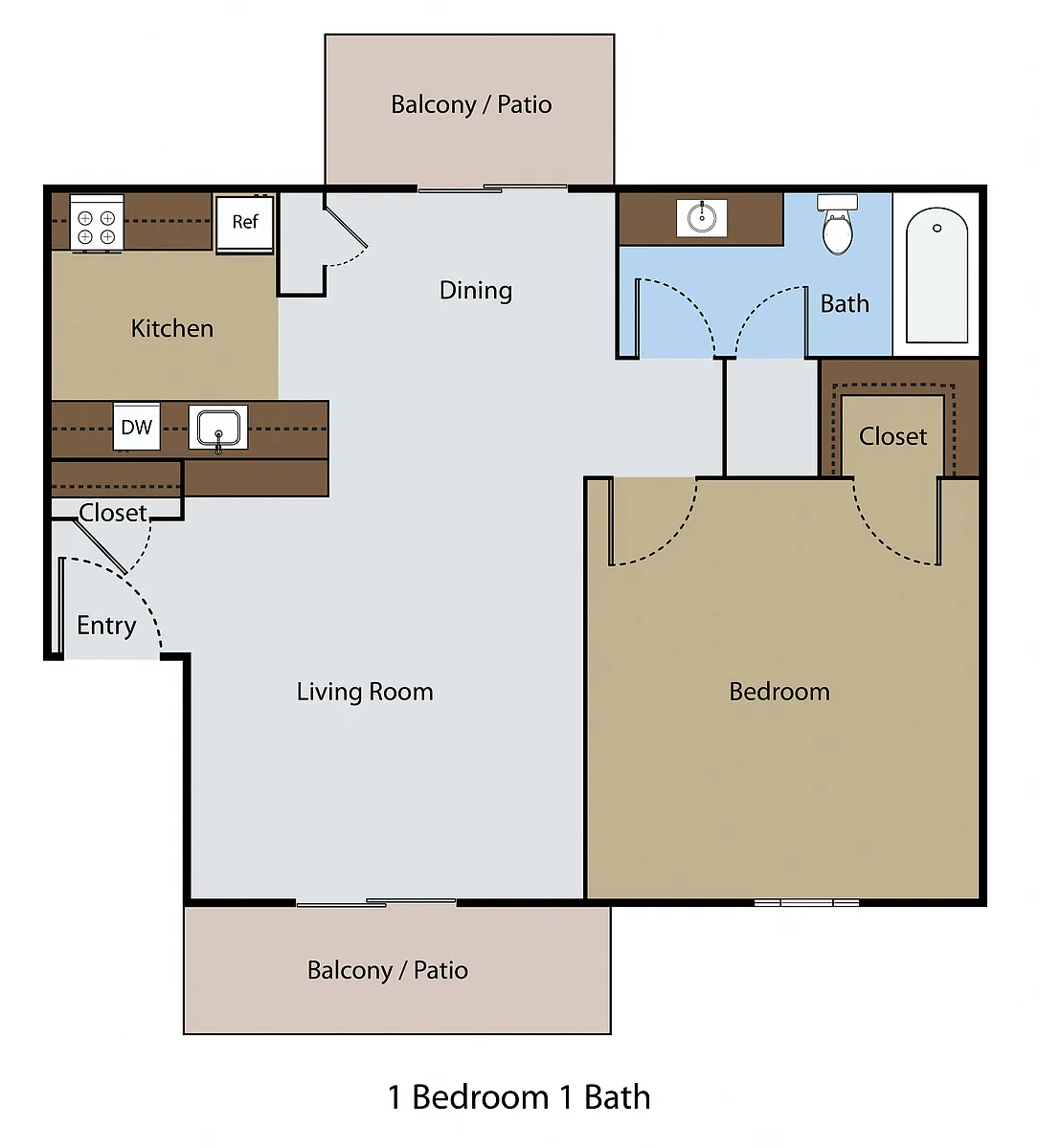Floor plan 1 BR 1 BA