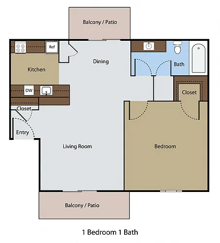 Floor plan 1 BR 1 BA