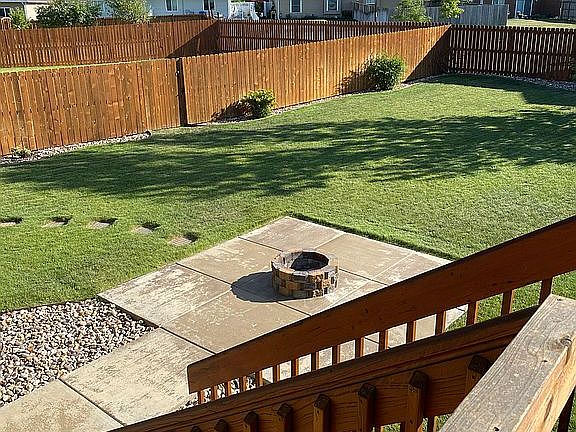 Fire pit in backyard