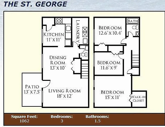 Floor plan Delano - Townhome with Washer and Dryer