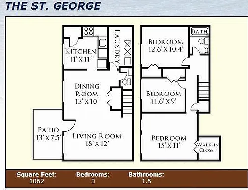 Floor plan Delano - Townhome with Washer and Dryer