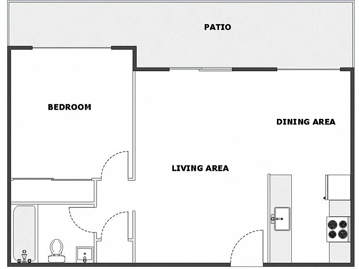 Floor plan 1 Bed / 1 Bath: Type A