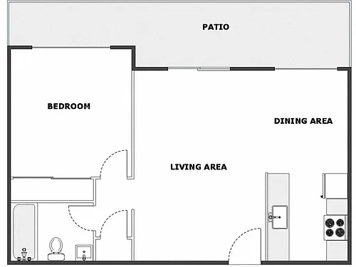 Floor plan 1 Bed / 1 Bath: Type A
