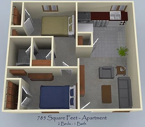Floor plan 2 bedroom 1 bath