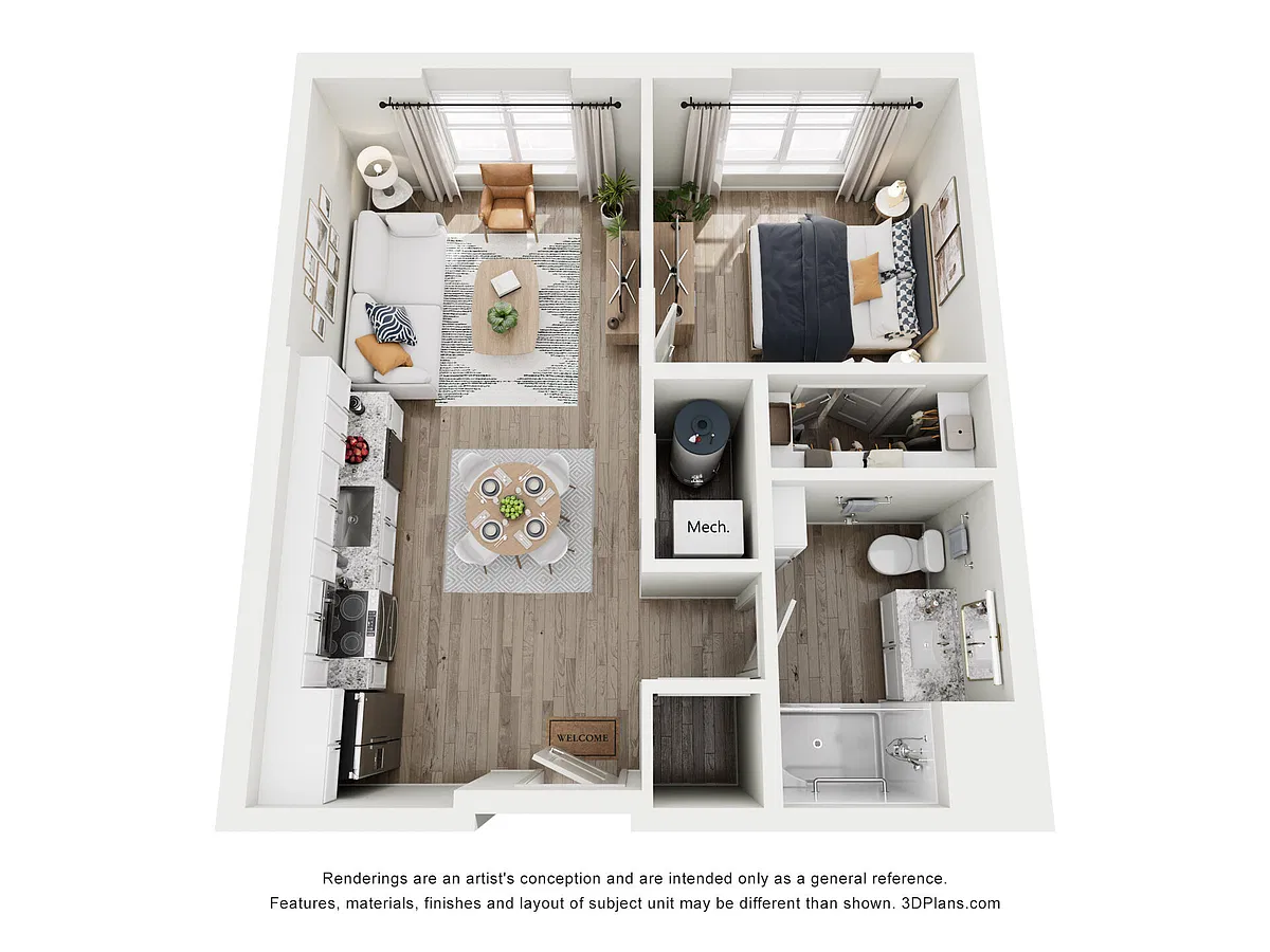 Floor plan 1BR1BA 60