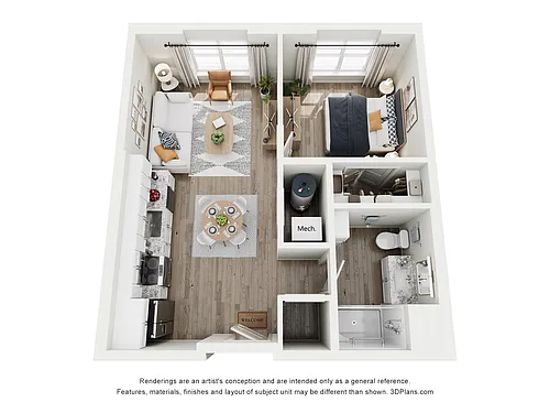 Floor plan 1BR1BA 60