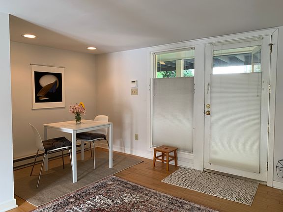 Front door and dining nook.