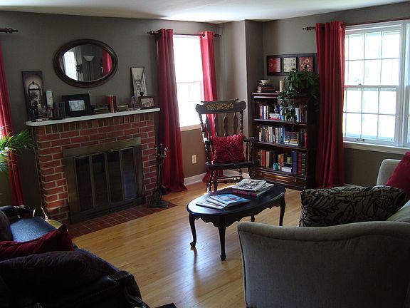 Living room with working fireplace