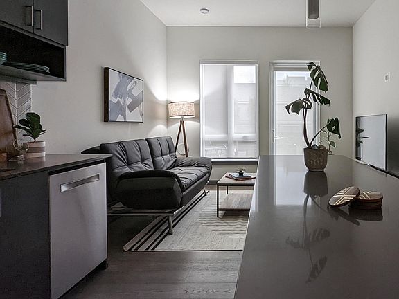 kitchen and living room. private patio.
