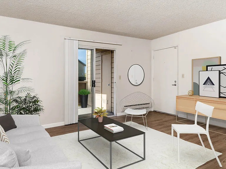 Living Room with Hard Surface Flooring and Balcony