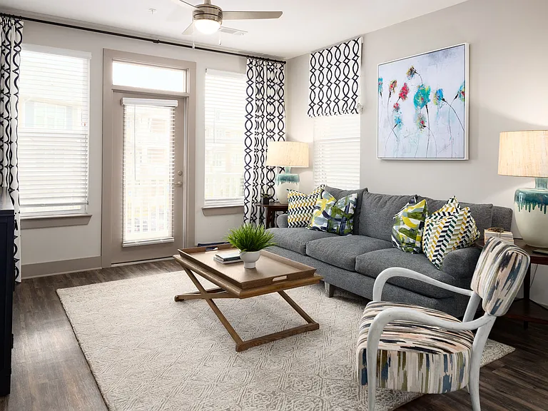 Living room with patio door