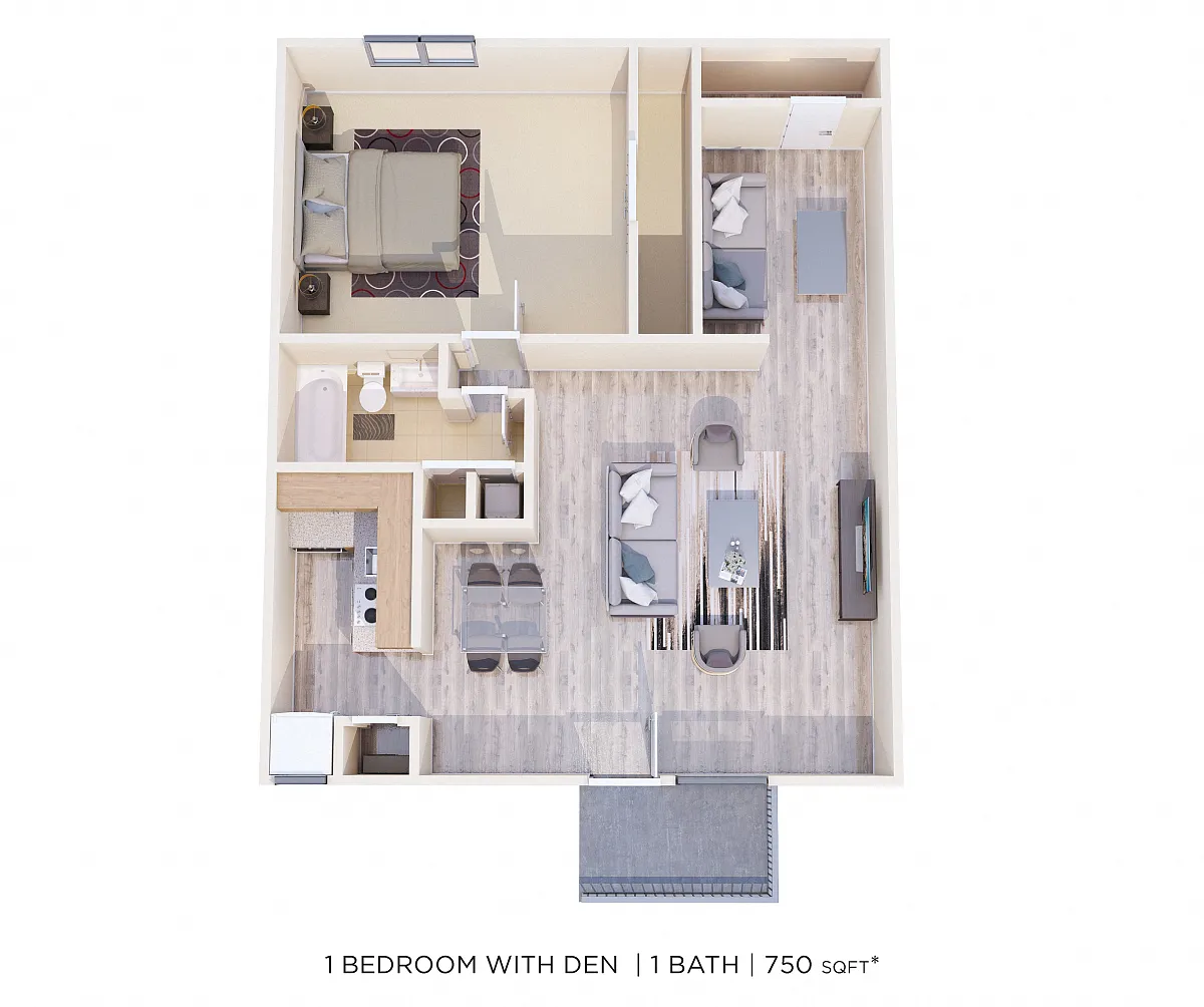 Floor plan One Bedroom w/ Den - 750 sqft