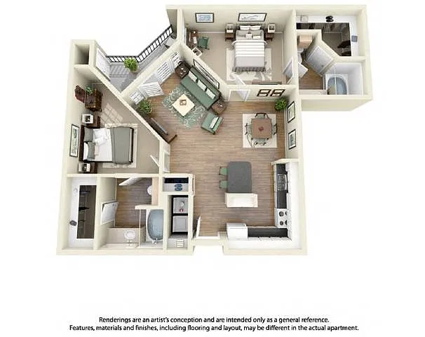 Floor plan B4 2 Bedroom 2 Bath