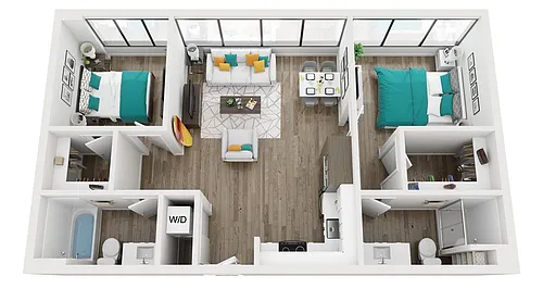 Floor plan Two Bedrooms - Two Baths