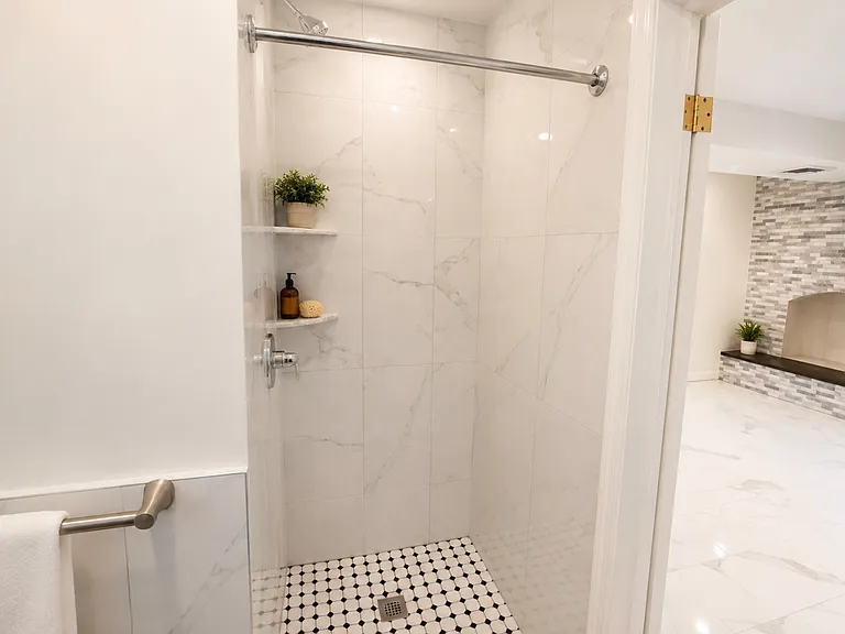 Standup shower in bathroom