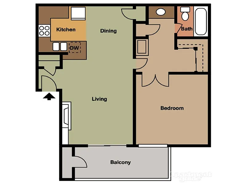 Floor plan 1 Bedroom 1 Bathroom