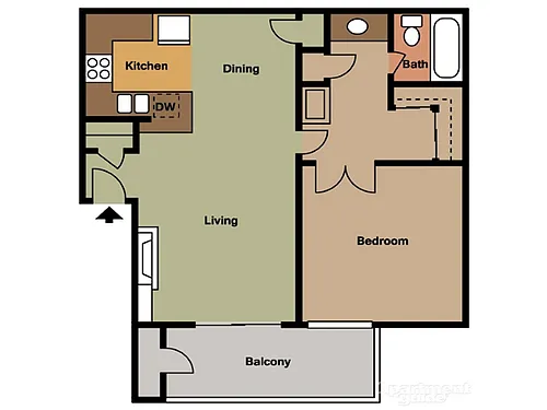 Floor plan 1 Bedroom 1 Bathroom
