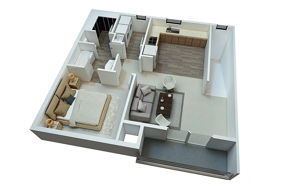 Floor plan Flat Style 1 Bedroom 1 Bathroom Lower Level Access