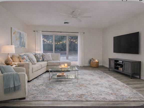 Virtually staged to show furniture layout potential